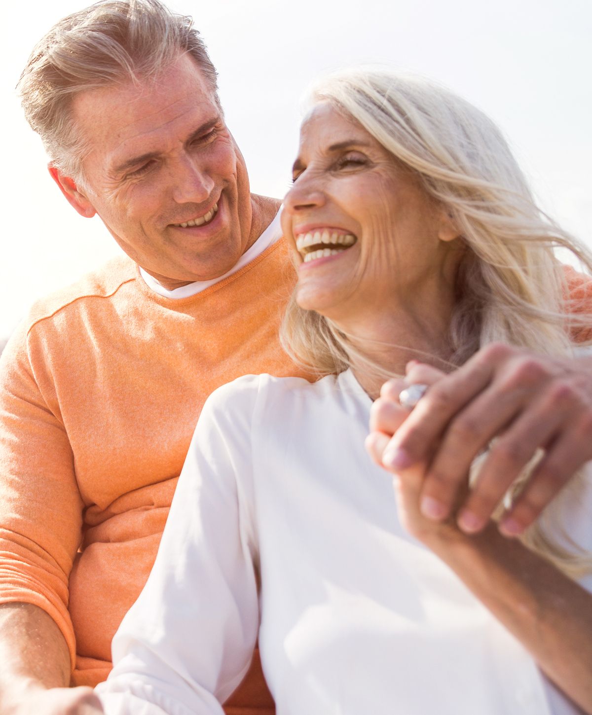 Happy couple enjoying a joyful moment together.